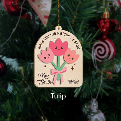 Personalized with names, this adorable flower ornament makes a thoughtful keepsake for educators.