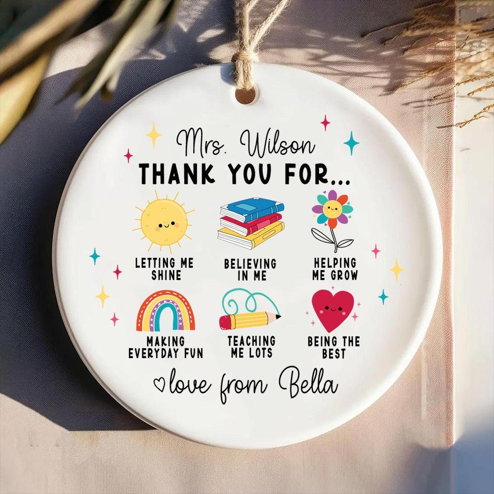 Personalized Teacher Ornament Christmas Ornament, Thank You Teacher Ornament, Custom Teacher Christmas Gift, Teacher Appreciation Gift