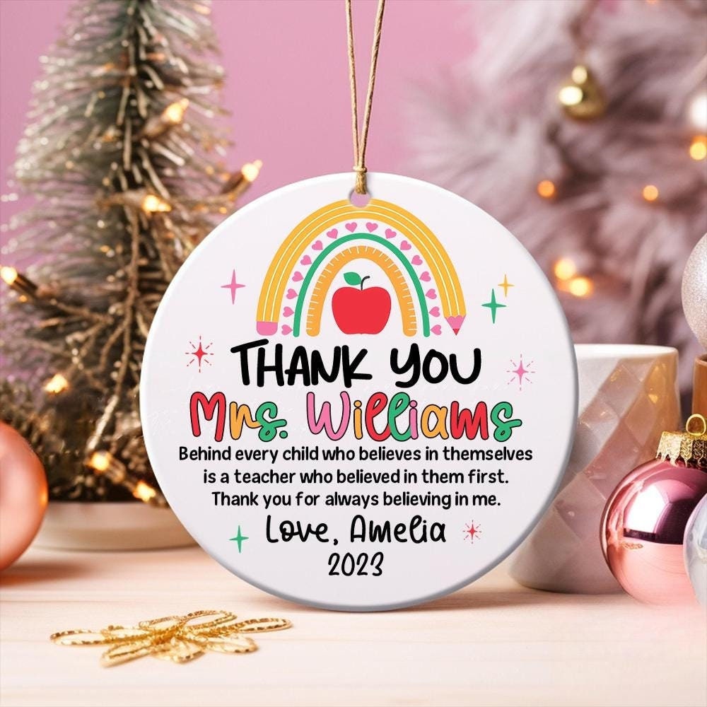 Personalized Teacher Christmas Ornament, Custom Gift From Students Thank You Teacher Gift, Teacher Appreciation Gift, Christmas Teacher Gift
