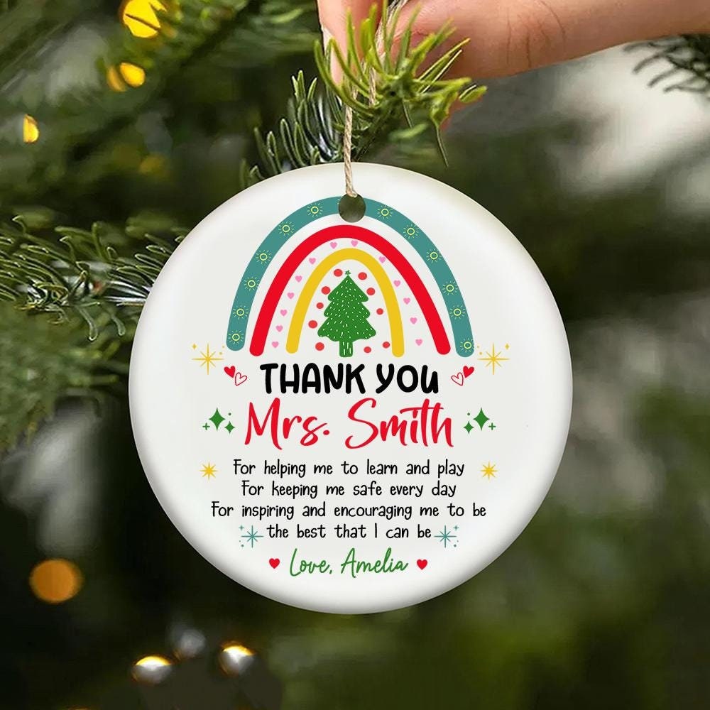 Personalized Teacher Appreciation Gifts, Teacher Christmas Ornament, Year End Gift Christmas Teacher Gift, Custom Thank You Teacher Ornament