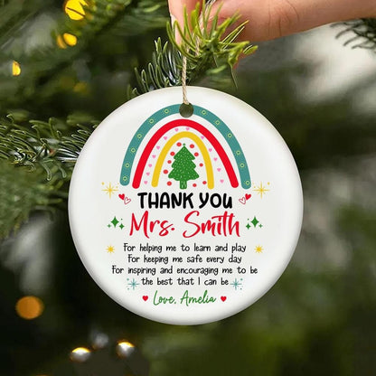 Personalized Teacher Appreciation Gifts, Teacher Christmas Ornament, Year End Gift Christmas Teacher Gift, Custom Thank You Teacher Ornament