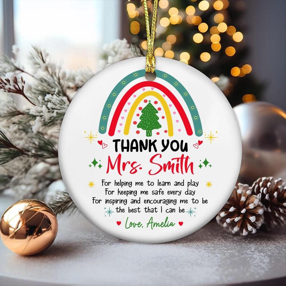 Personalized Teacher Appreciation Gifts, Teacher Christmas Ornament, Year End Gift Christmas Teacher Gift, Custom Thank You Teacher Ornament