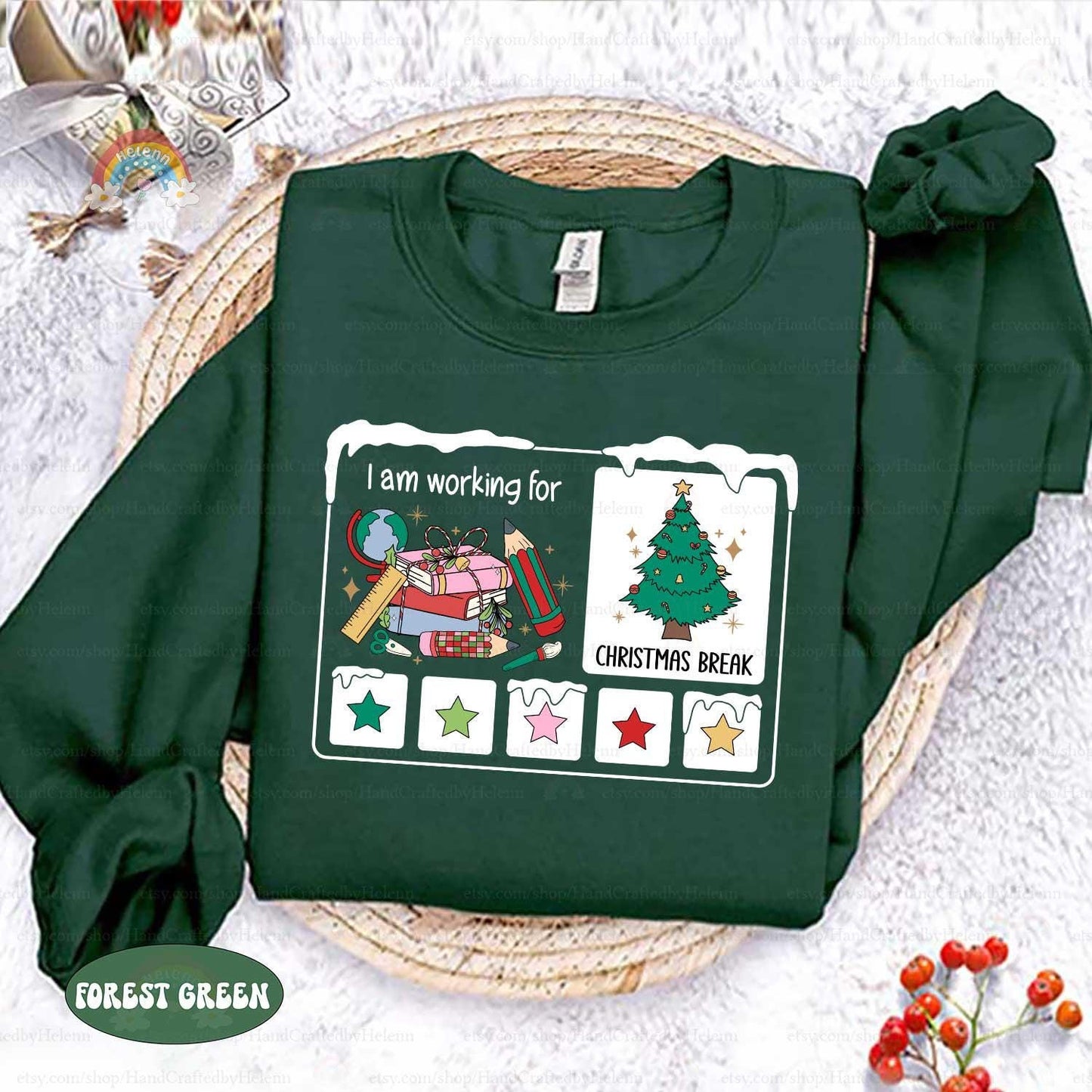 This design captures every teacher&#39;s December vibe – working hard with Christmas break in sight!