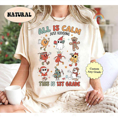 Embrace the holiday spirit with a playful twist—this grade-specific shirt is great for teachers of energetic students.