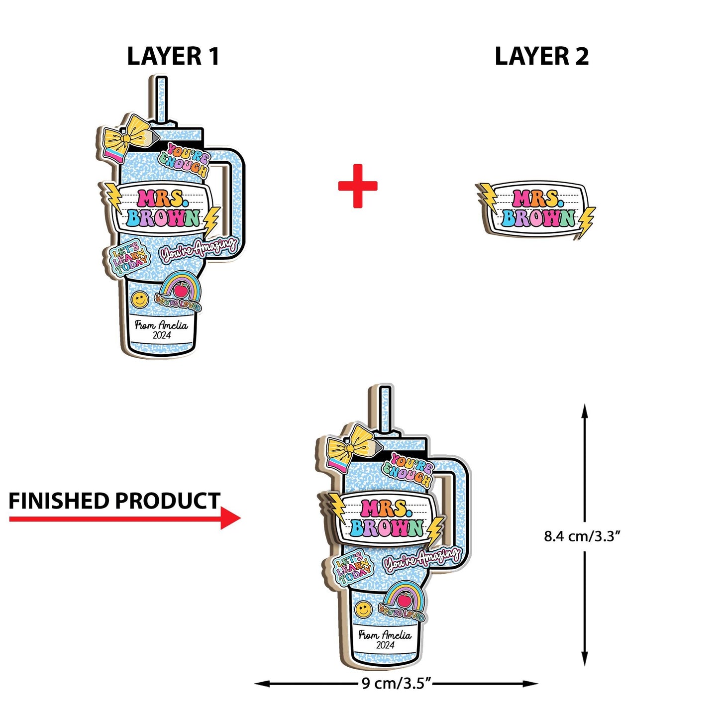 Personalized Teacher Tumbler Ornament Composition Book, Custom Teacher Christmas Ornament, Teacher Christmas Gift, Teacher Appreciation Gift