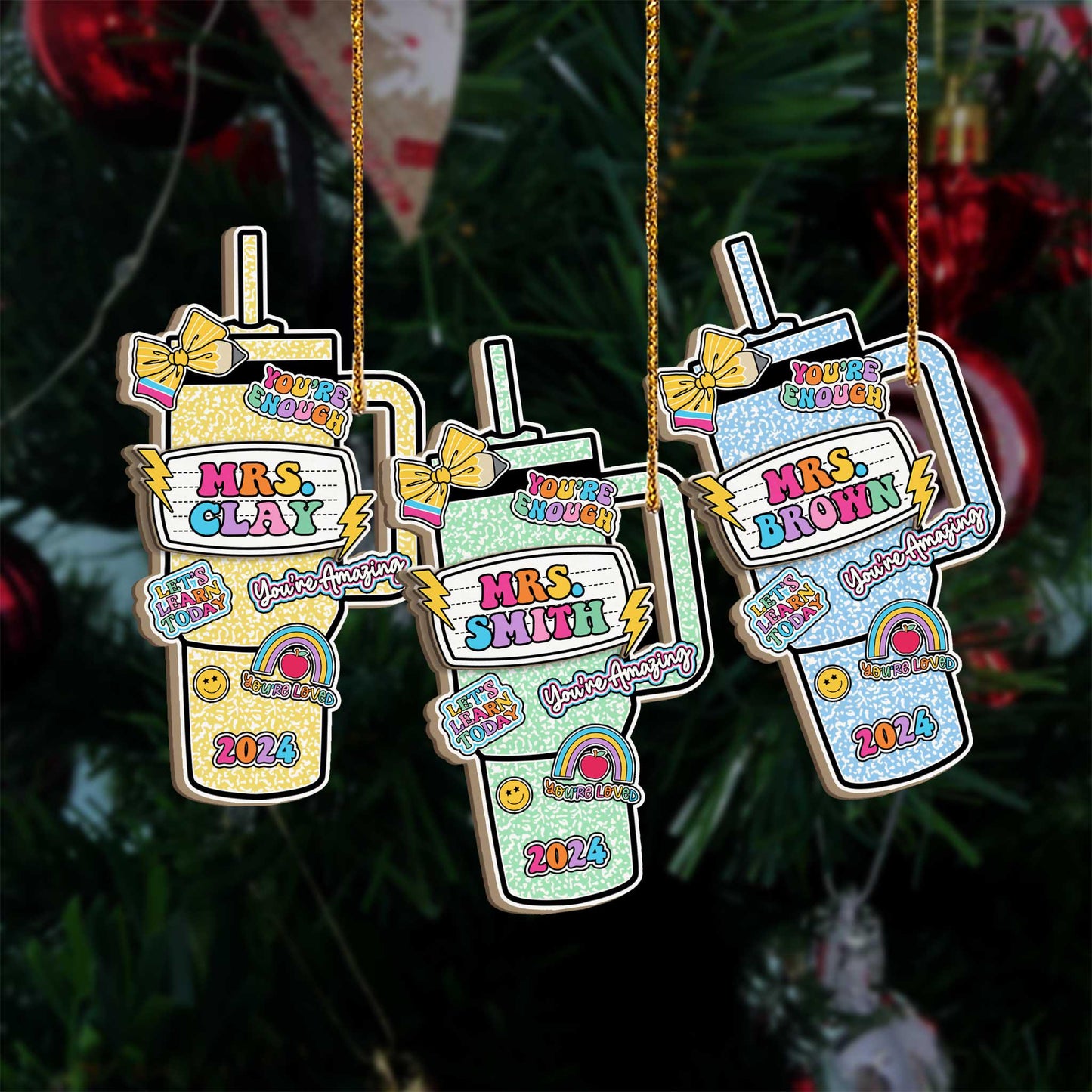 Personalized Teacher Christmas Ornament, Teacher Tumbler Ornament Composition Book Name, Christmas Teacher Gift, Teacher Appreciation Gift