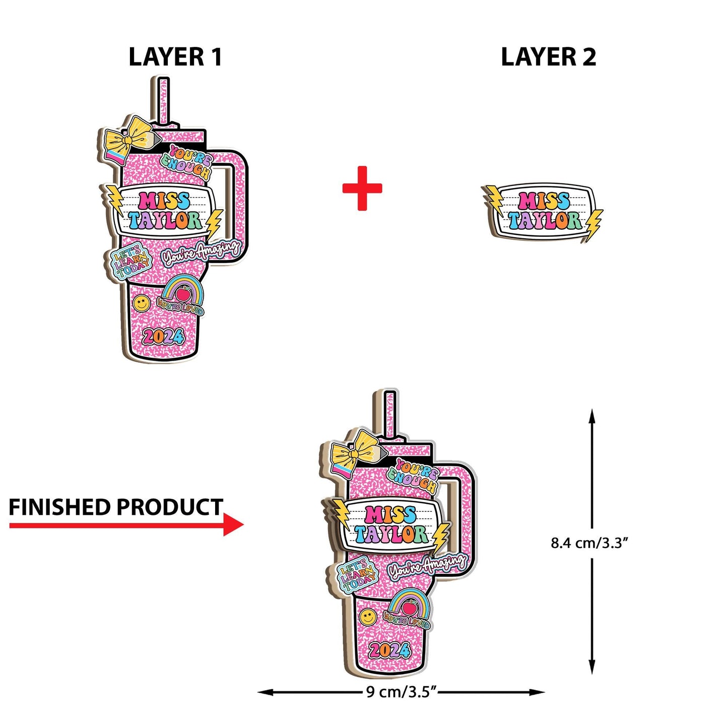 Personalized Teacher Christmas Ornament, Teacher Tumbler Ornament Composition Book Name, Christmas Teacher Gift, Teacher Appreciation Gift