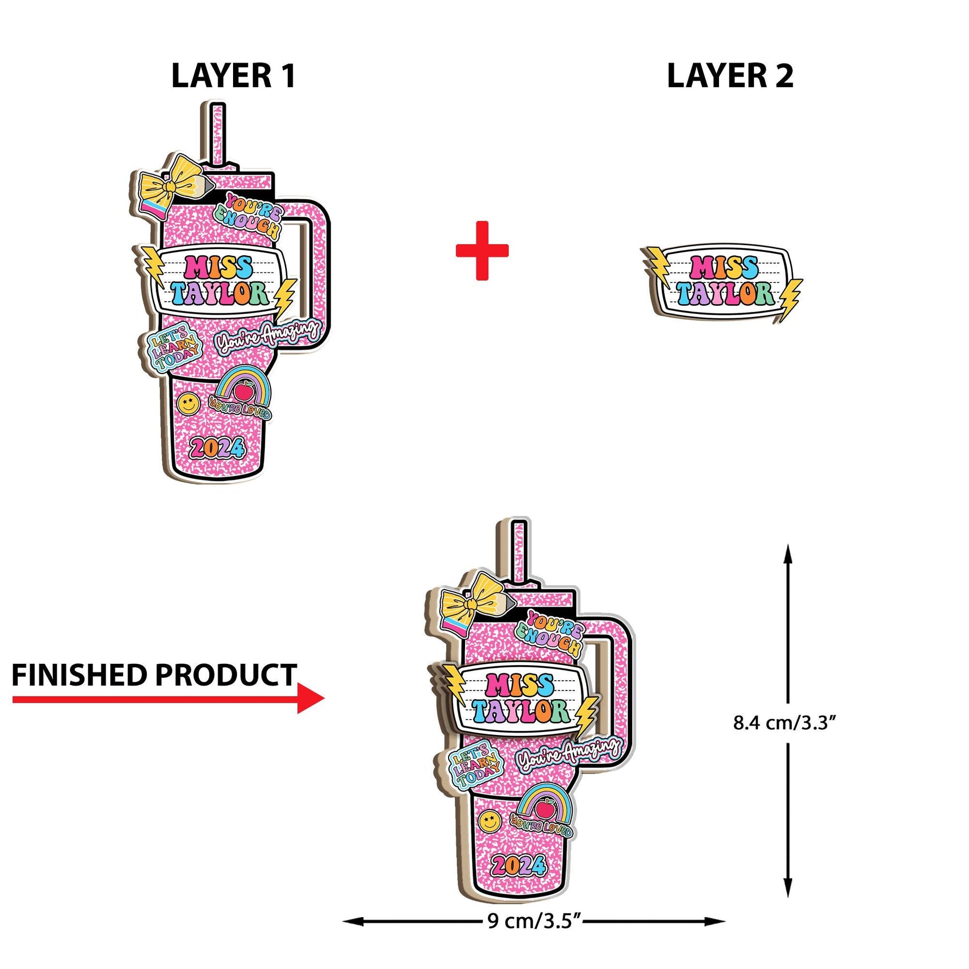 Personalized Teacher Christmas Ornament, Teacher Tumbler Ornament Composition Book Name, Christmas Teacher Gift, Teacher Appreciation Gift