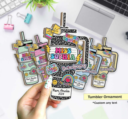 Personalized Teacher Tumbler Ornament Composition Book, Custom Teacher Christmas Ornament, Teacher Christmas Gift, Teacher Appreciation Gift