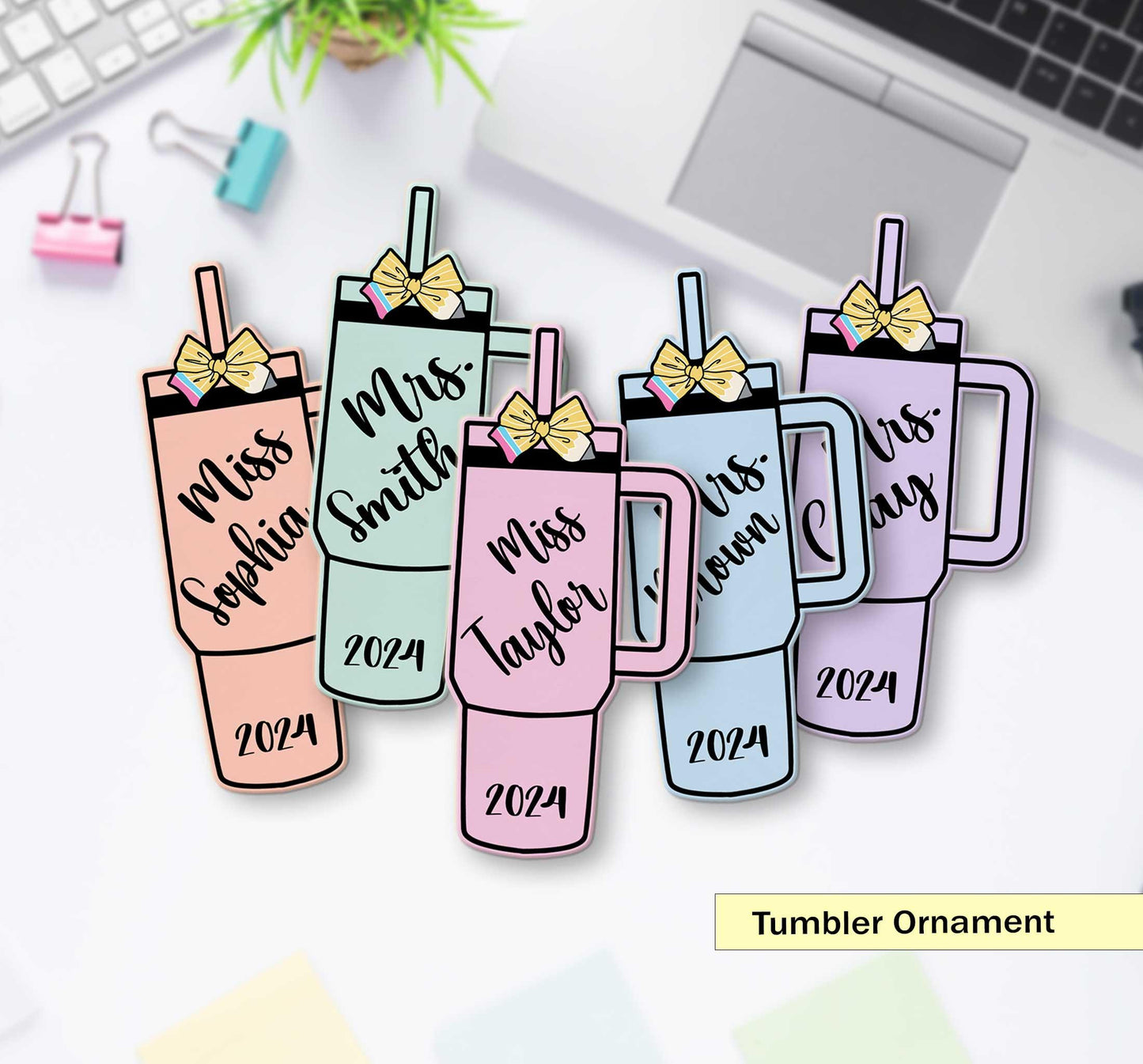 Personalized Teacher Christmas Ornament Tumbler Cup Name Ornament, Teacher Ornament Gift, Teacher Christmas Gift, Teacher Appreciation Gift