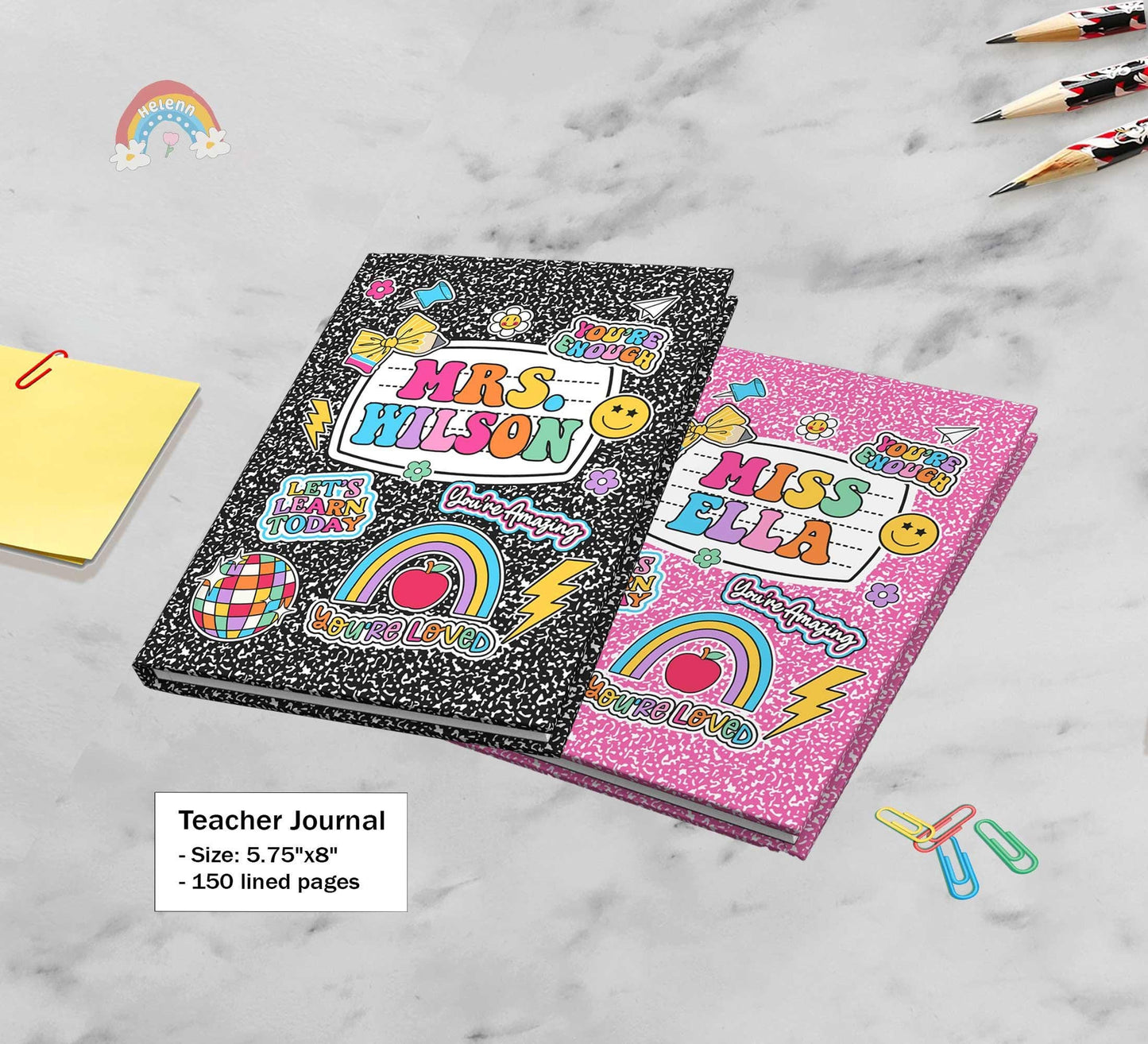 Personalized Teacher Journal Composition Books, Teacher Christmas Gift, Thank You Teacher Gift, End Of Year Gift, Teacher Appreciation Gift