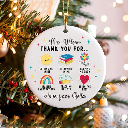 Personalized Teacher Ornament Christmas Ornament, Thank You Teacher Ornament, Custom Teacher Christmas Gift, Teacher Appreciation Gift