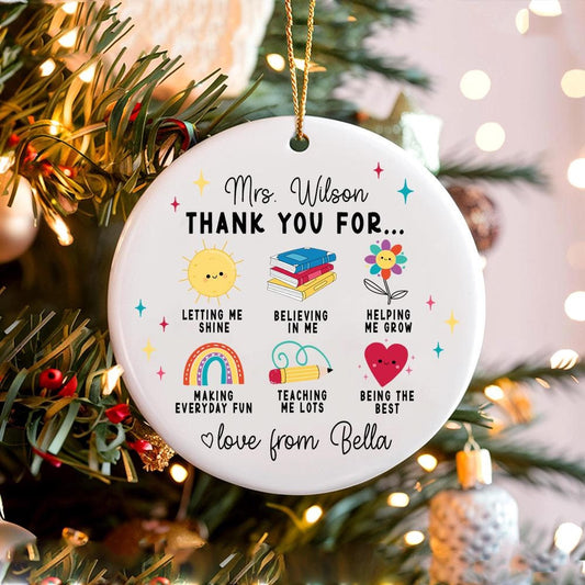 Personalized Teacher Ornament Christmas Ornament, Thank You Teacher Ornament, Custom Teacher Christmas Gift, Teacher Appreciation Gift