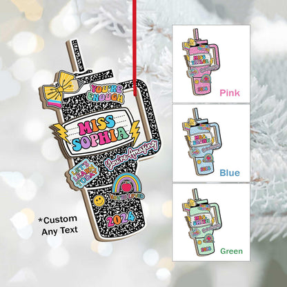 Personalized Teacher Christmas Ornament, Teacher Tumbler Ornament Composition Book Name, Christmas Teacher Gift, Teacher Appreciation Gift