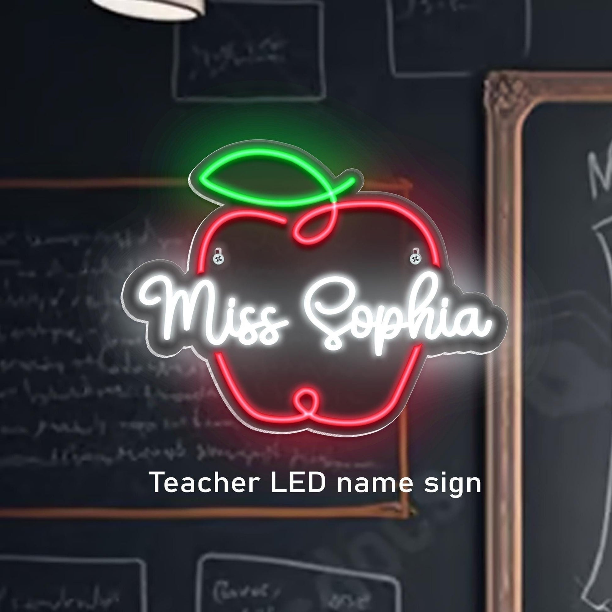 Custom Teacher Neon Sign Teacher Door Hanger Name Sign, Classroom Decor Teacher Welcome Sign, Teacher Xmas Gift, Teacher Appreciation Gift