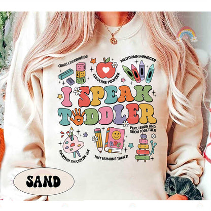I Speak Toddler Shirt Daycare Teacher Shirt, Funny Teacher, Teacher Life, Preschool Teacher, Kindergarten Teacher, Teacher Appreciation Gift