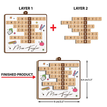 Personalized Teacher Ornament Crossword Puzzle Christmas Ornament, Teacher Thank You Gift, Teacher Appreciation Gift, Teacher Christmas Gift