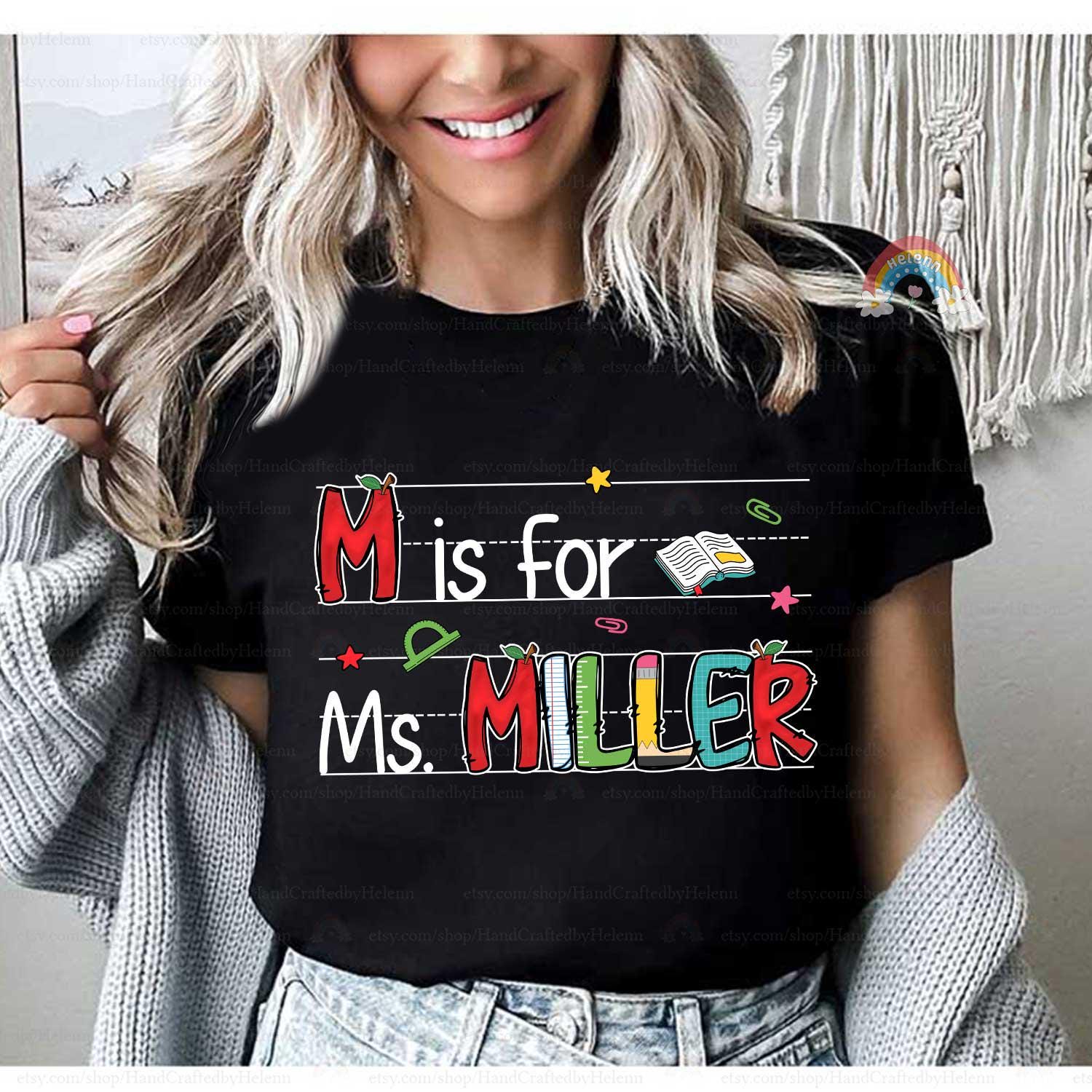 Personalized Teacher Shirt Custom Teacher Name Alphabet, 100 Days Of School, Back To School, Kindergarten Teacher, Teacher Appreciation Gift
