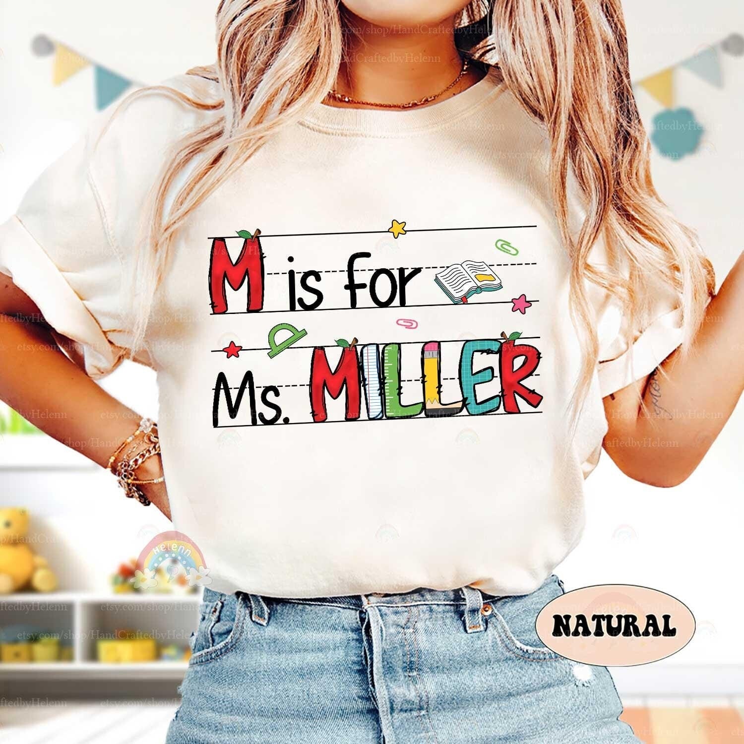 Personalized Teacher Shirt Custom Teacher Name Alphabet, 100 Days Of School, Back To School, Kindergarten Teacher, Teacher Appreciation Gift