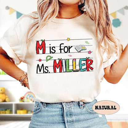 Personalized Teacher Shirt Custom Teacher Name Alphabet, 100 Days Of School, Back To School, Kindergarten Teacher, Teacher Appreciation Gift