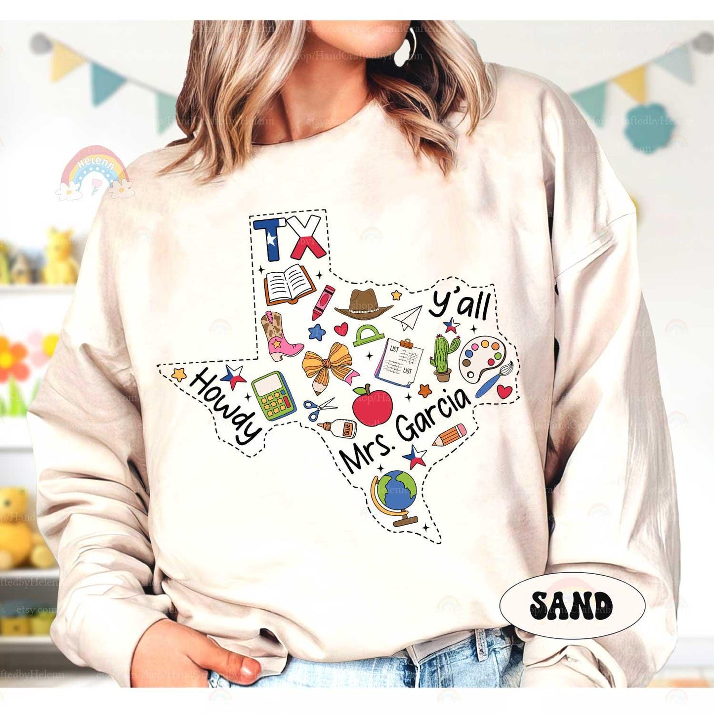 Teacher Texas State Custom Name Shirt, Western Cowgirl Teacher Shirt Teacher Boho, Personalized Retro Teacher Tee, Teacher Appreciation Gift