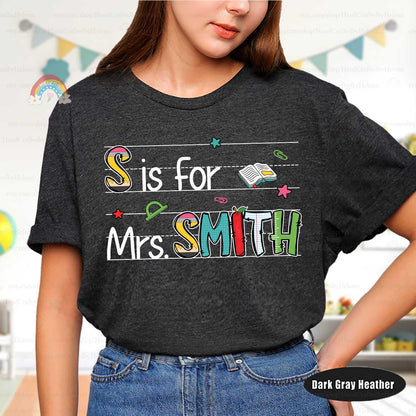 Personalized Teacher Shirt Custom Teacher Name Alphabet, 100 Days Of School, Back To School, Kindergarten Teacher, Teacher Appreciation Gift