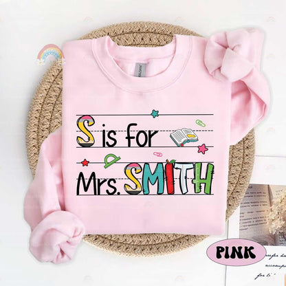 Personalized Teacher Shirt Custom Teacher Name Alphabet, 100 Days Of School, Back To School, Kindergarten Teacher, Teacher Appreciation Gift