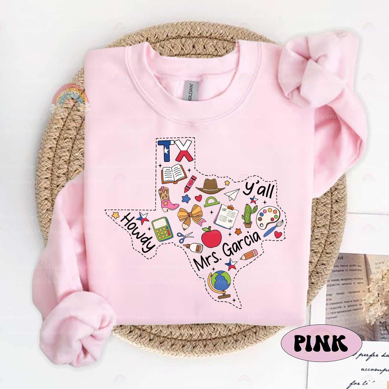 Teacher Texas State Custom Name Shirt, Western Cowgirl Teacher Shirt Teacher Boho, Personalized Retro Teacher Tee, Teacher Appreciation Gift