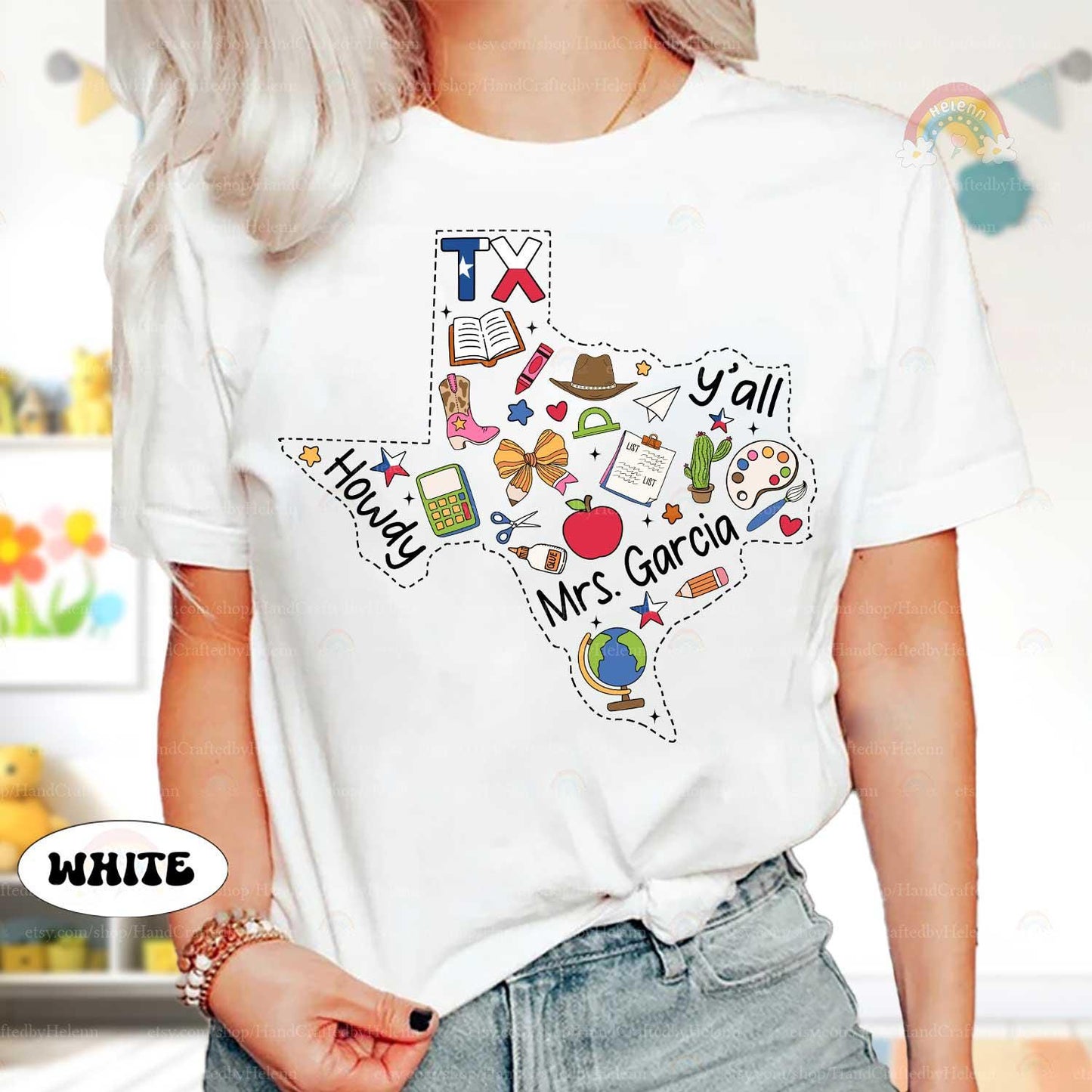 Teacher Texas State Custom Name Shirt, Western Cowgirl Teacher Shirt Teacher Boho, Personalized Retro Teacher Tee, Teacher Appreciation Gift