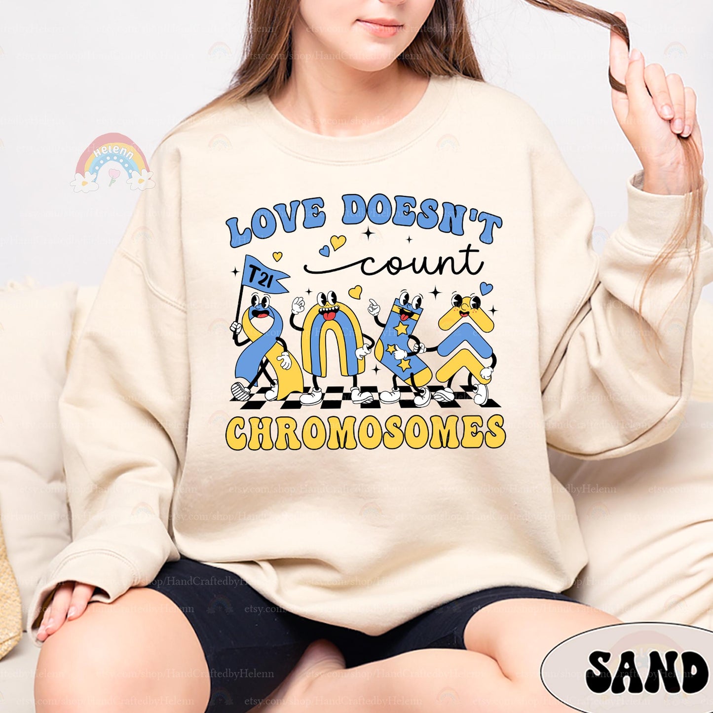 Designed with vibrant blue and yellow, this shirt stands out with its checkered pattern, stars, and uplifting message. A perfect statement piece for spreading awareness.