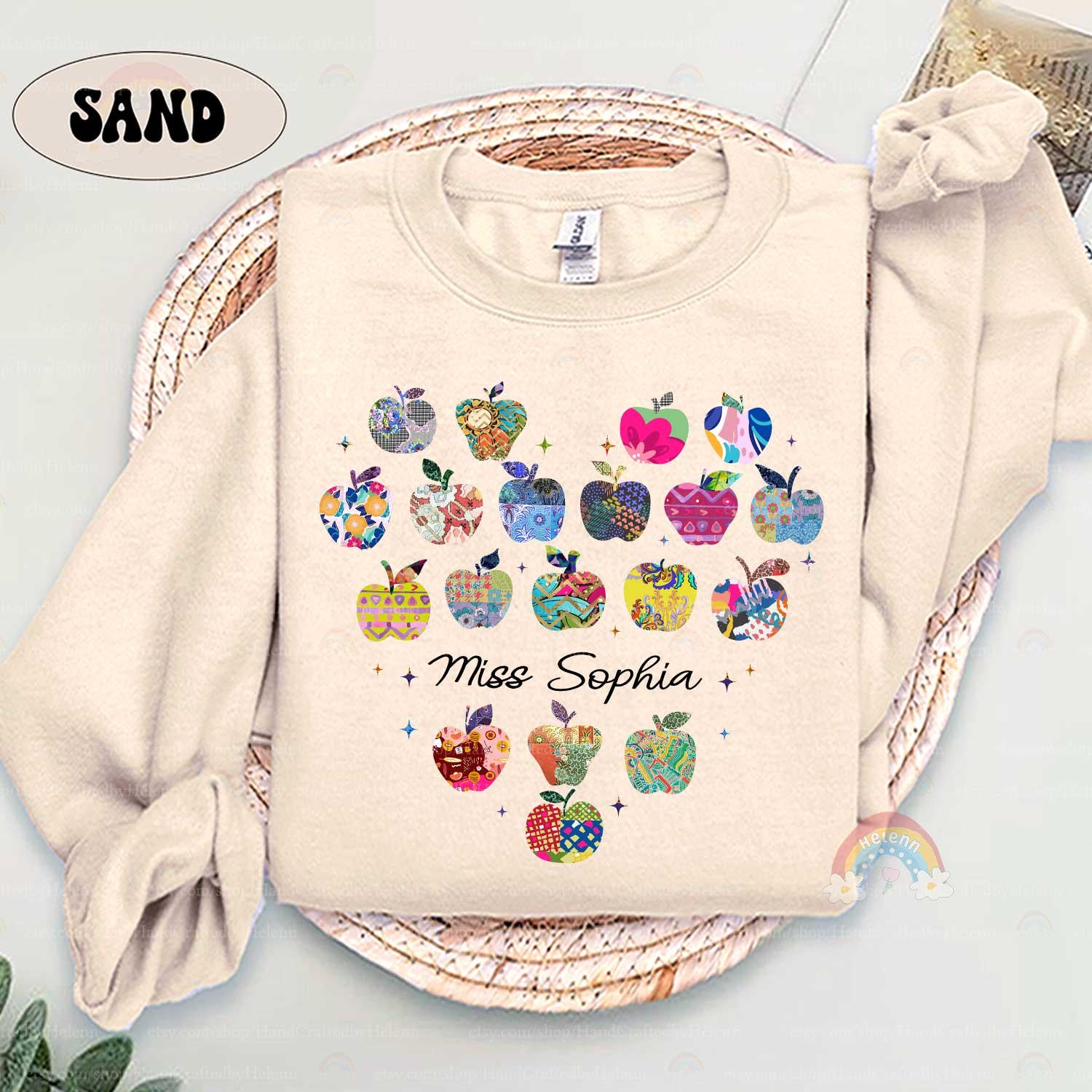 Personalized Teacher Shirt, Teacher Apple Shirt, Kindergarten Teacher Team, Teacher Life, Retro Folk Art Apples, Teacher Appreciation Gifts