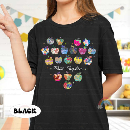Personalized Teacher Shirt, Teacher Apple Shirt, Kindergarten Teacher Team, Teacher Life, Retro Folk Art Apples, Teacher Appreciation Gifts
