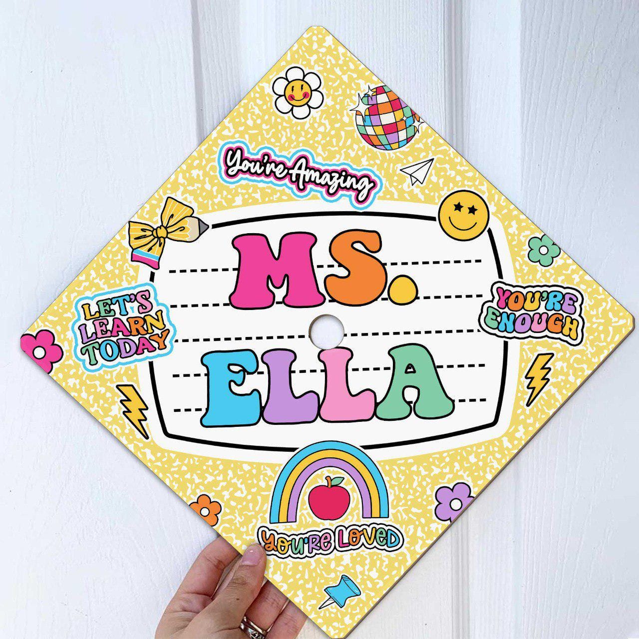 Personalized Teacher Graduation Cap Topper, Class Of 2025, Teacher Gift, Composition Book Graduation Cap Decoration Topper, Graduation Gift