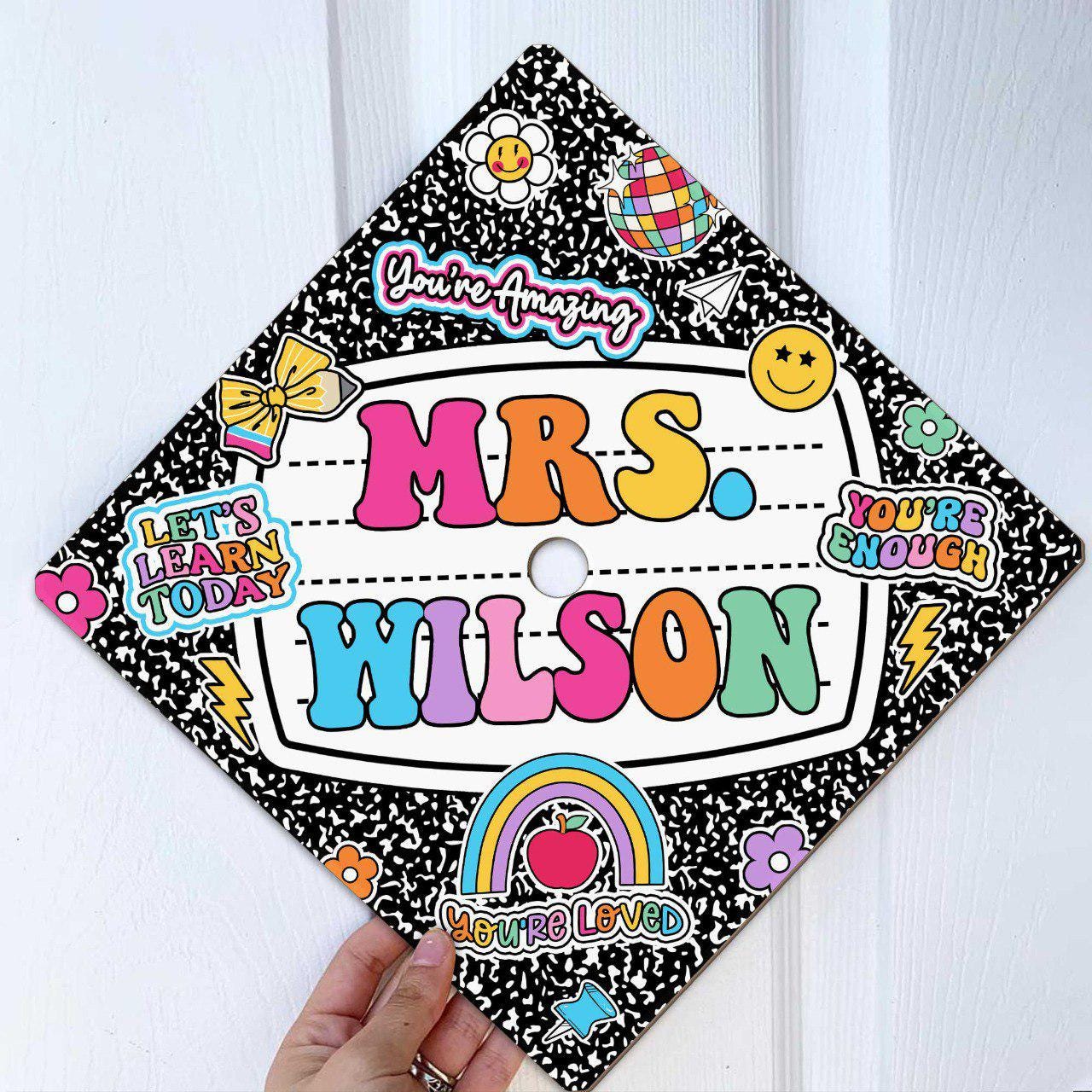 Personalized Teacher Graduation Cap Topper, Class Of 2025, Teacher Gift, Composition Book Graduation Cap Decoration Topper, Graduation Gift