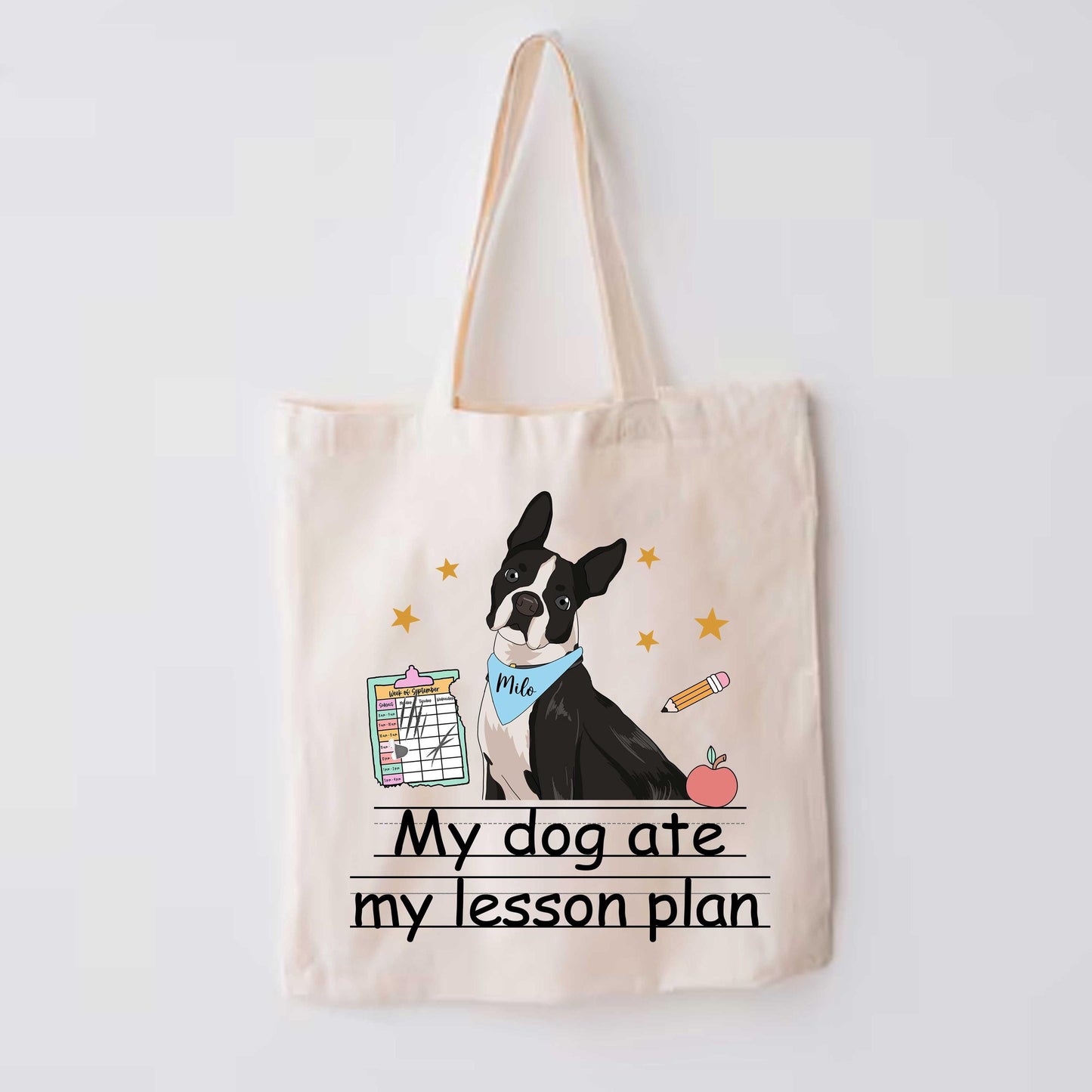 Custom Teacher Tote Bag My Dog Ate My Lesson Plan, Funny Teacher Bag, Kindergarten Teacher, Dog Mom Teacher Life, Teacher Appreciation Gift