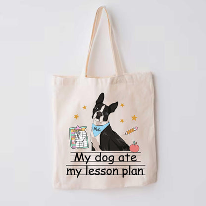 Custom Teacher Tote Bag My Dog Ate My Lesson Plan, Funny Teacher Bag, Kindergarten Teacher, Dog Mom Teacher Life, Teacher Appreciation Gift