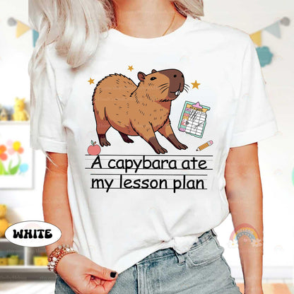 Teacher Shirt Capybara Ate My Lesson Plan, Funny Teacher Capybara Shirt, Kindergarten Teacher, Teacher Life Shirt, Teacher Appreciation Gift