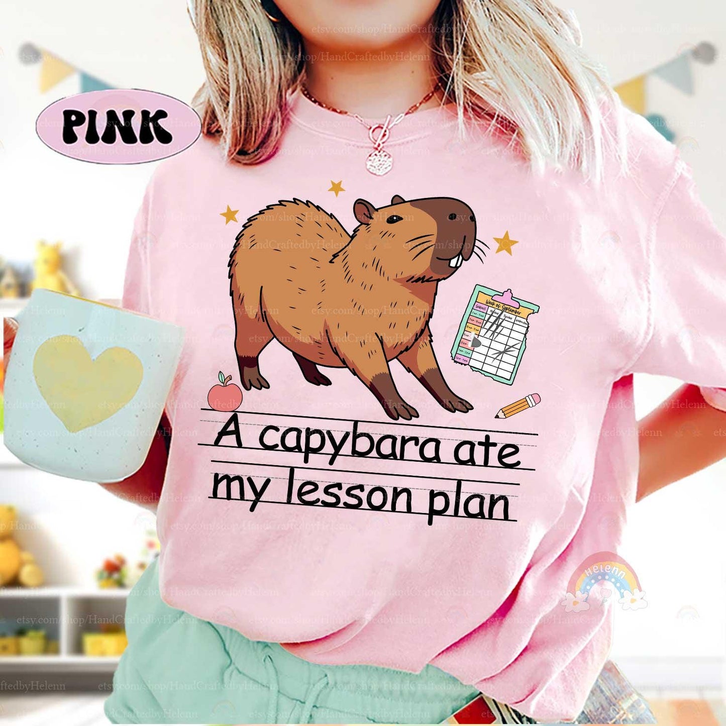 Teacher Shirt Capybara Ate My Lesson Plan, Funny Teacher Capybara Shirt, Kindergarten Teacher, Teacher Life Shirt, Teacher Appreciation Gift