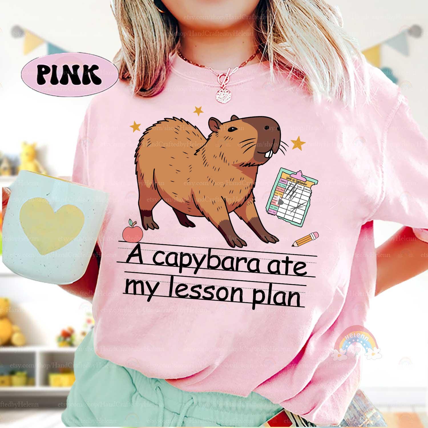 Teacher Shirt Capybara Ate My Lesson Plan, Funny Teacher Capybara Shirt, Kindergarten Teacher, Teacher Life Shirt, Teacher Appreciation Gift