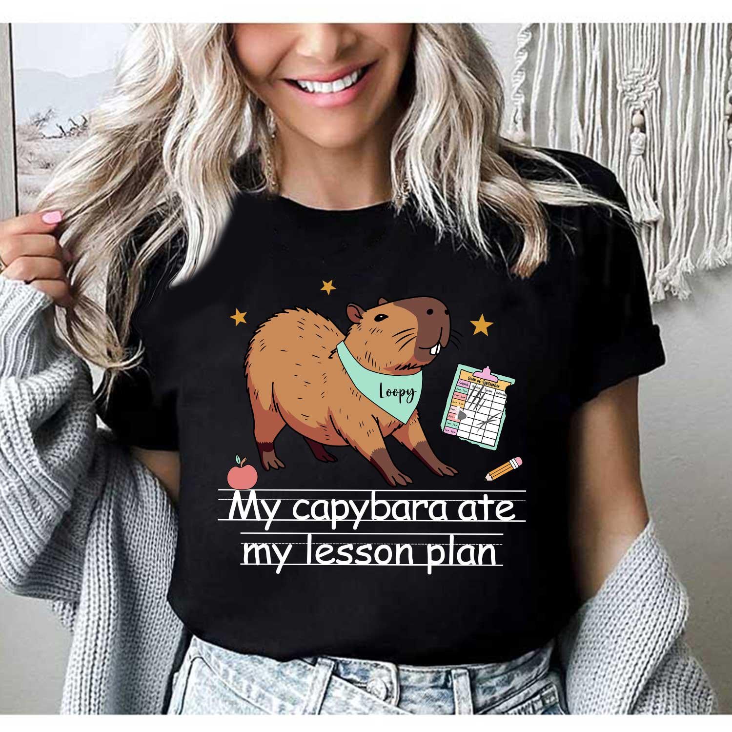 Teacher Shirt Capybara Ate My Lesson Plan, Funny Teacher Capybara Shirt, Kindergarten Teacher, Teacher Life Shirt, Teacher Appreciation Gift
