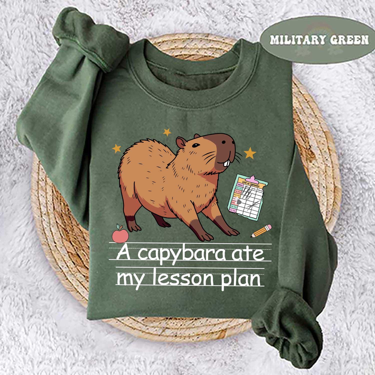 Teacher Shirt Capybara Ate My Lesson Plan, Funny Teacher Capybara Shirt, Kindergarten Teacher, Teacher Life Shirt, Teacher Appreciation Gift