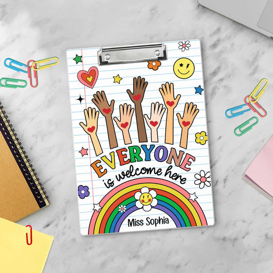 Teacher Clipboard Everyone is Welcome Here Clipboard, Teachers Gift, Inclusion Gift, Teacher Appreciation Gift, Back To School Gift