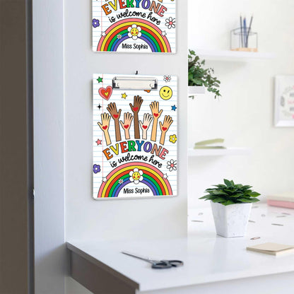Teacher Clipboard Everyone is Welcome Here Clipboard, Teachers Gift, Inclusion Gift, Teacher Appreciation Gift, Back To School Gift