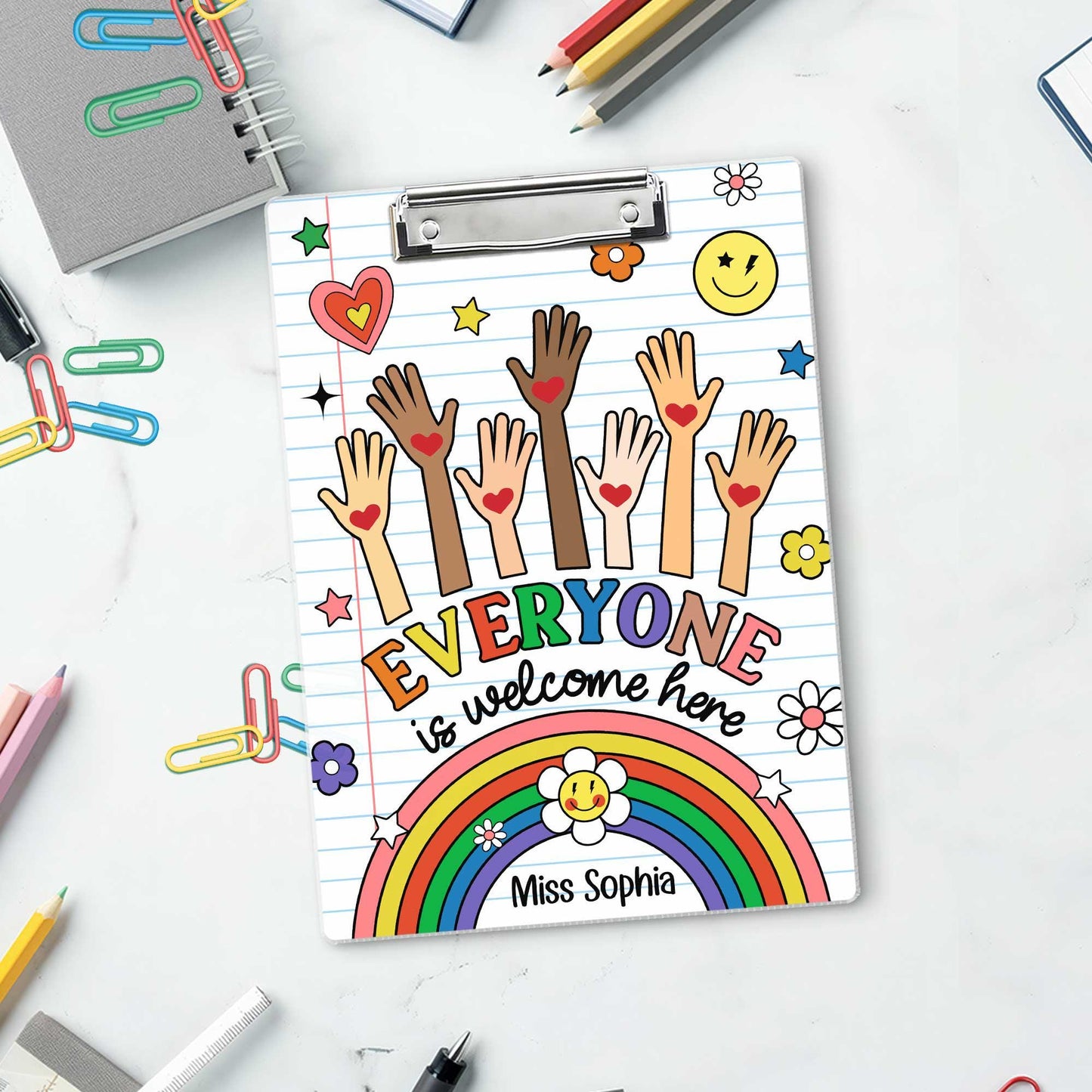 Teacher Clipboard Everyone is Welcome Here Clipboard, Teachers Gift, Inclusion Gift, Teacher Appreciation Gift, Back To School Gift