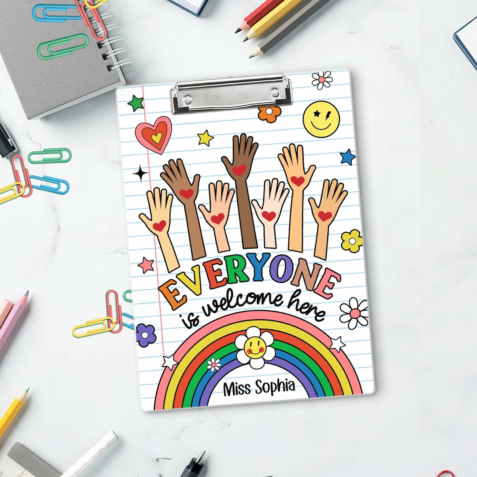 Teacher Clipboard Everyone is Welcome Here Clipboard, Teachers Gift, Inclusion Gift, Teacher Appreciation Gift, Back To School Gift