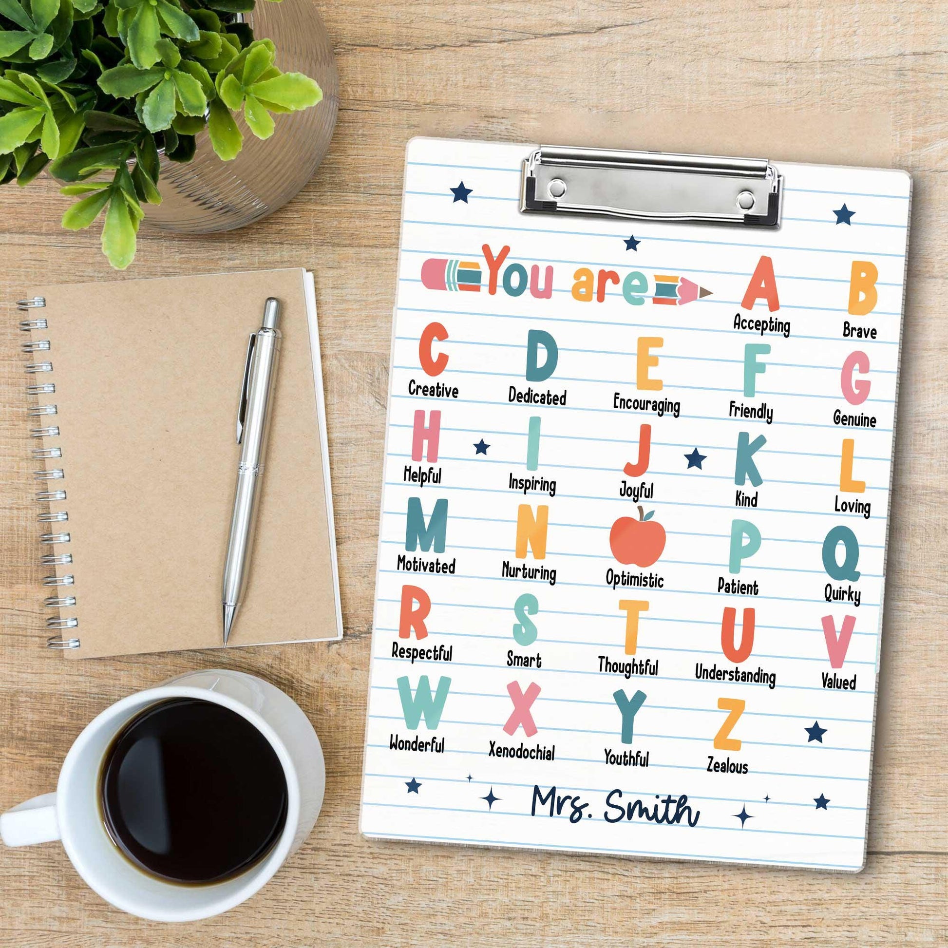 Teacher Clipboard, ABC Affirmation You Are Clipboard, Alphabet Gift, Custom Teacher Gift, Kindergarten Teacher, Teacher Appreciation Gift