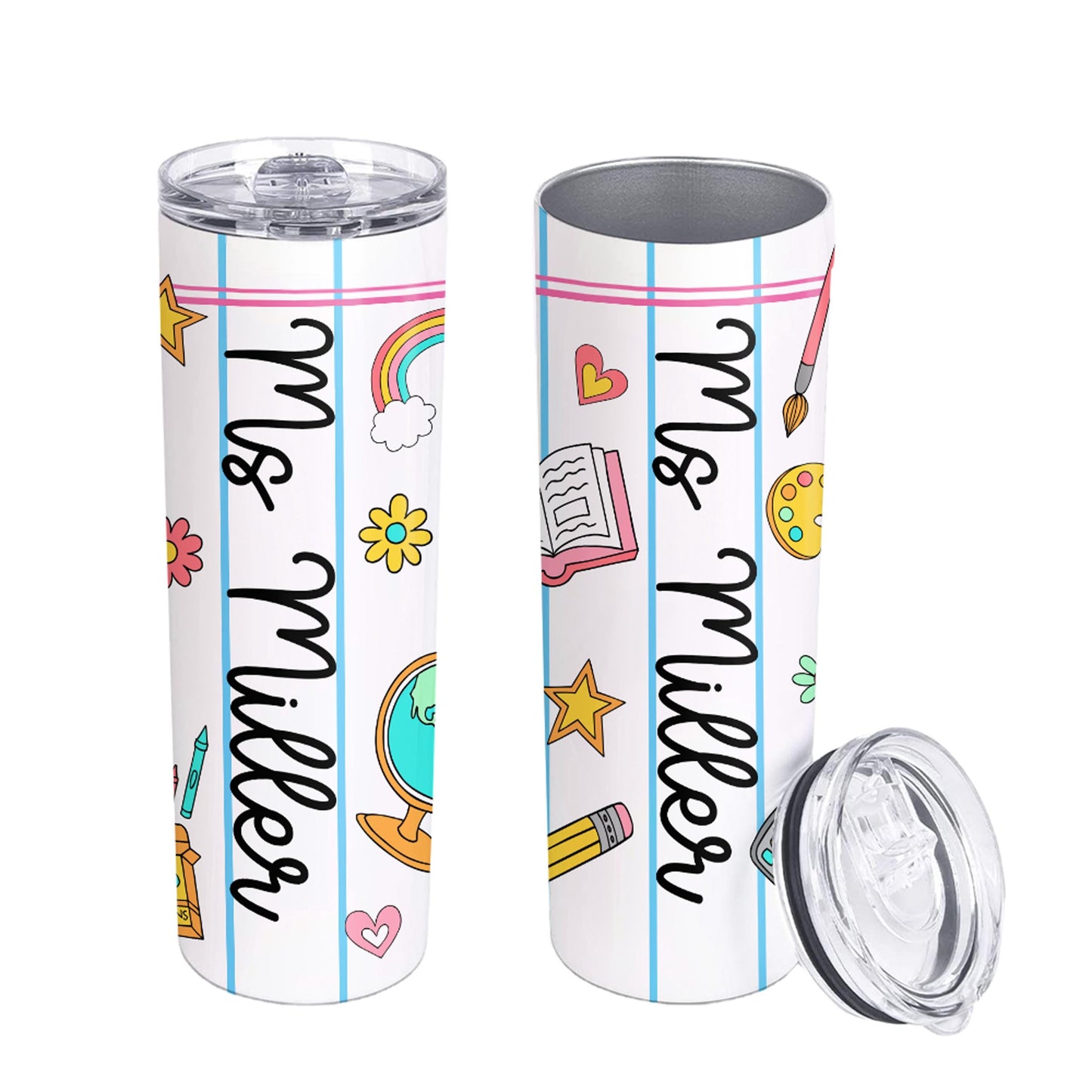 This personalized tumbler is perfect for teachers who bring color, fun, and warmth to every school day. Add their name to make it extra special! 🎁