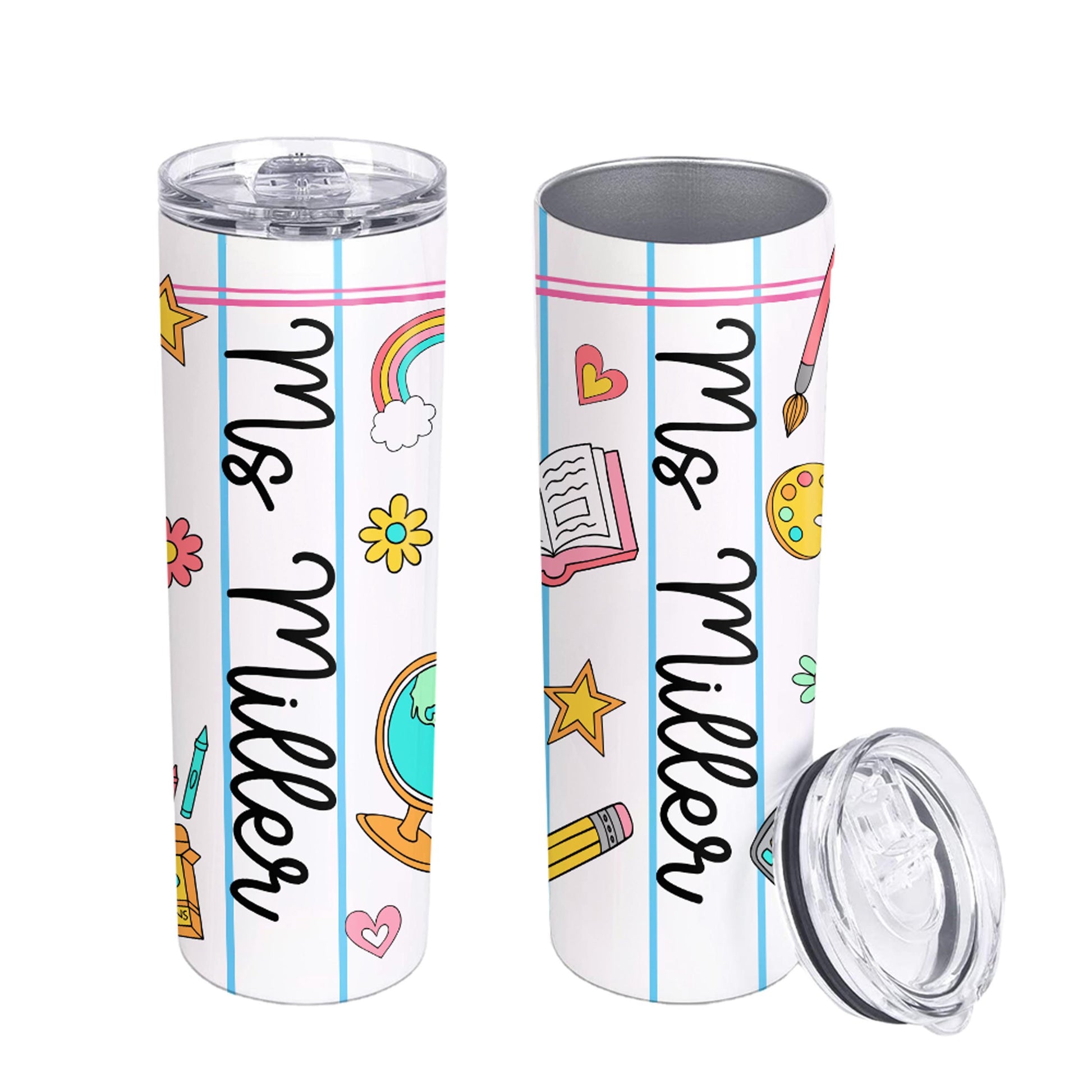 This personalized tumbler is perfect for teachers who bring color, fun, and warmth to every school day. Add their name to make it extra special! 🎁
