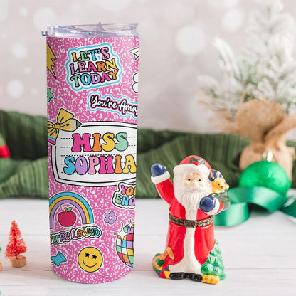 Personalized Teacher Name Skinny Tumbler, Teacher Gifts, Back To School Gift, Teacher Appreciation Gift, Composition Book, Teacher Life Gift