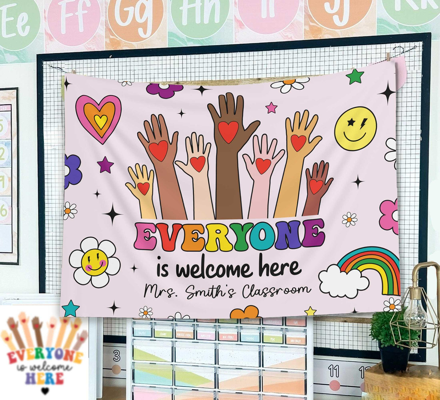 Teacher Tapestry Everyone is Welcome Here Classroom Tapestries, Teachers Gift, Inclusion Gift, Teacher Appreciation Gift, Back To School